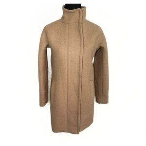 J. Crew Tan Wool Blend Mock Neck Full Zip City Coat Jacket Lined Acorn 00 PETITE